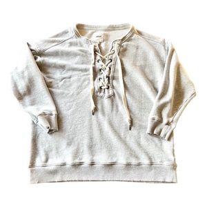 Aerie women’s tie front distressed sweatshirt SZ med great condition